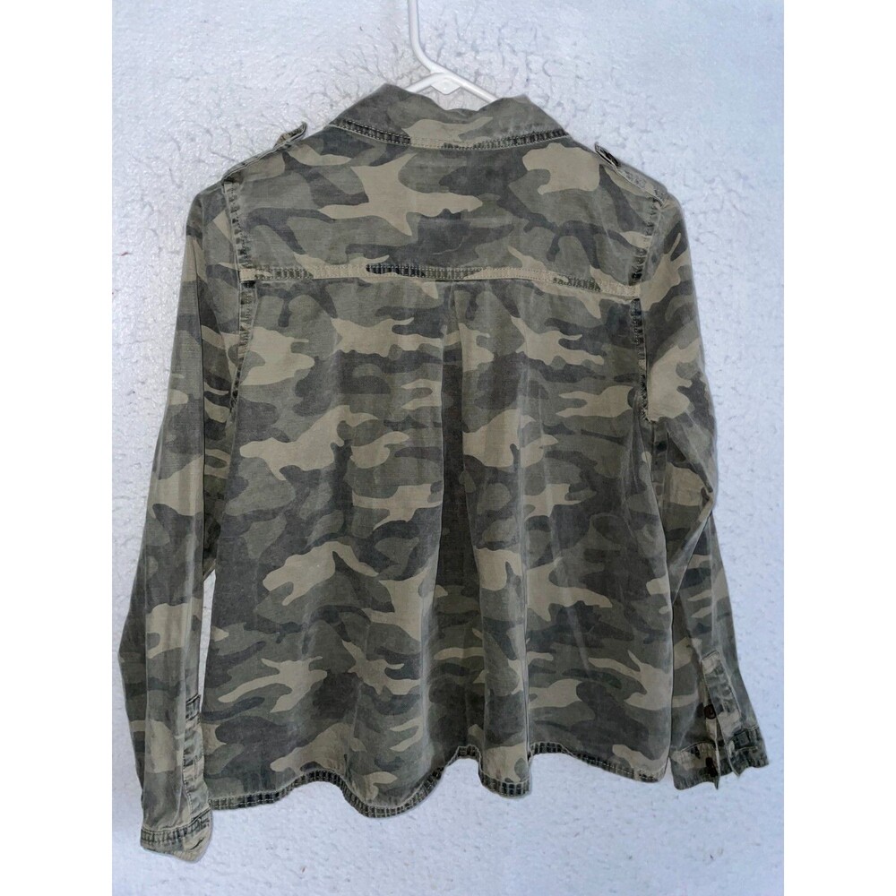 Lucky Brand Camo Military Army Combat Olive Green Camo Shirt Jacket Women's sz S - Picture 6 of 6